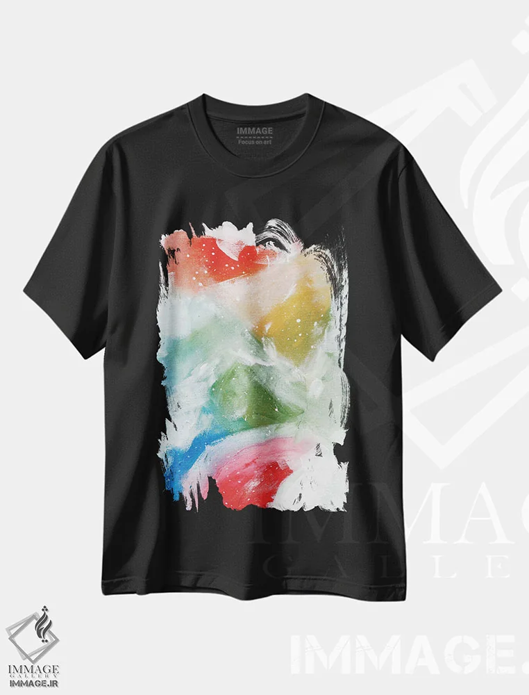تیشرت مشکی طرح دار رویاهای آمازون، آبستره اثر ان شیپ | فروشگاه ایماژ