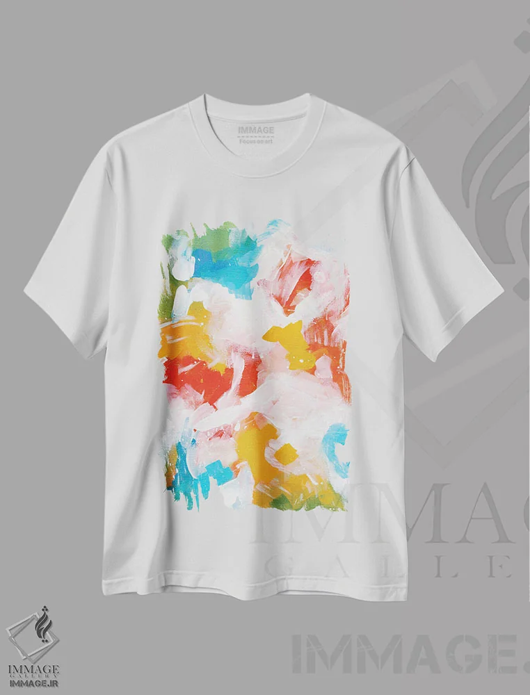 تیشرت سفید طرح دار قلمرو آمازون، آبستره اثر ان شیپ | فروشگاه ایماژ