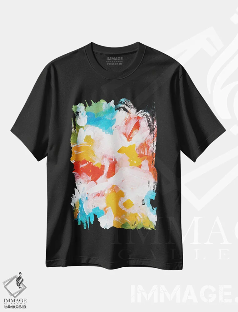 تیشرت مشکی طرح دار قلمرو آمازون، آبستره اثر ان شیپ | immage.ir