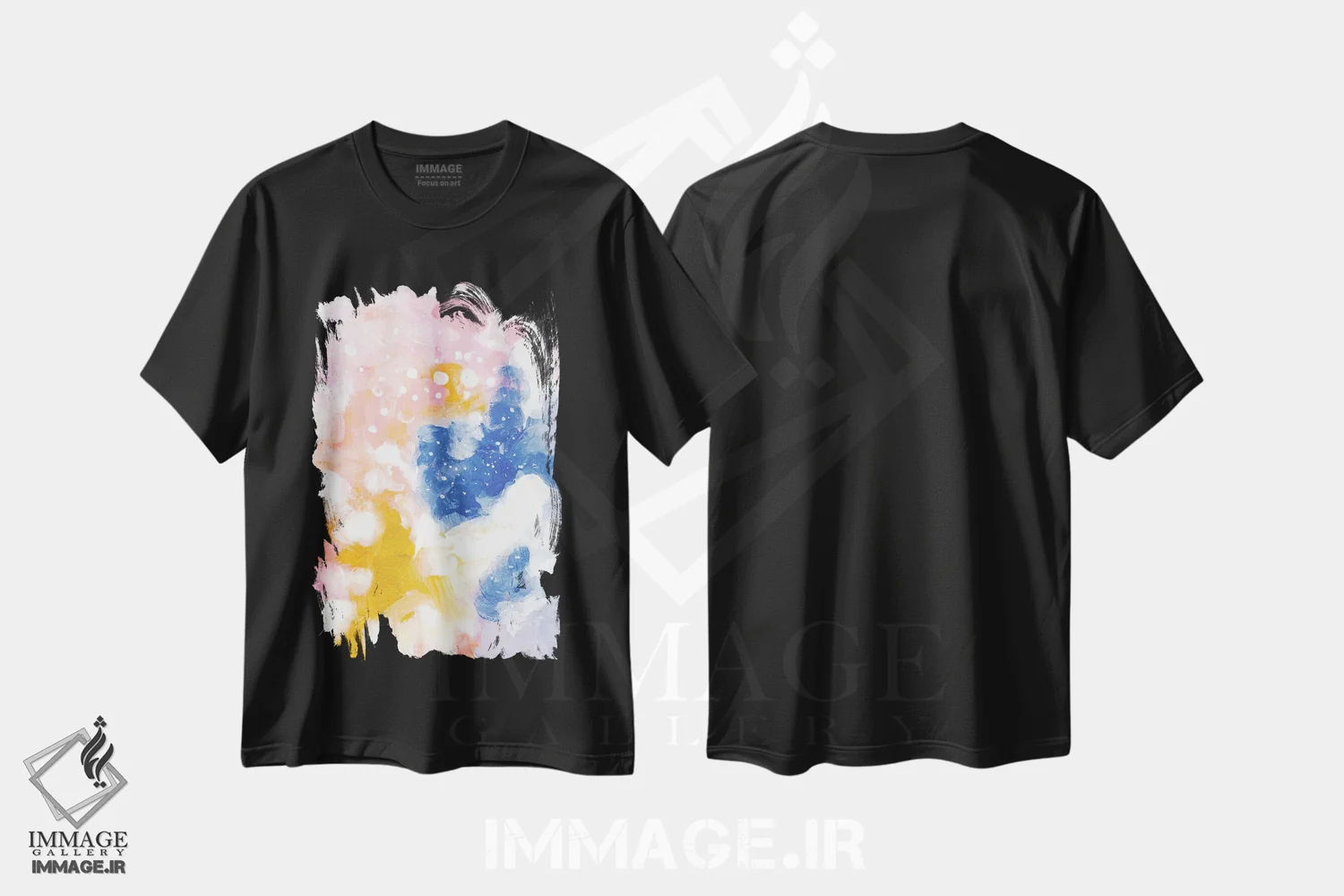 تیشرت مشکی طرح دار بهشت پشمک، آبستره اثر ان شیپ | immage.ir