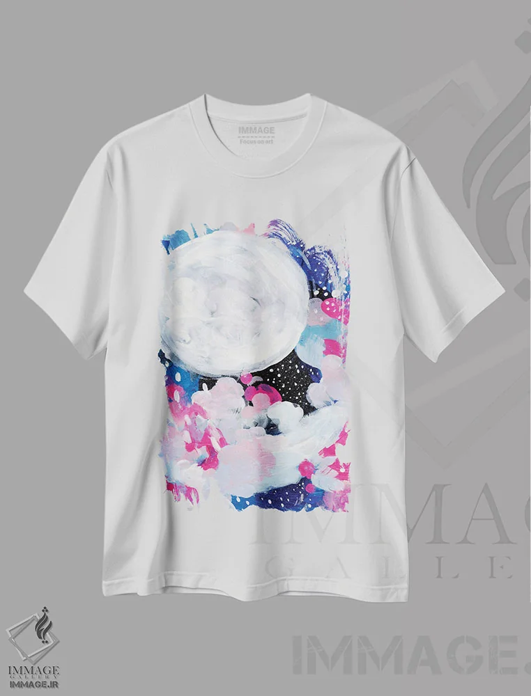 تیشرت سفید طرح دار ماه جادویی، آبستره اثر ان شیپ | immage.ir