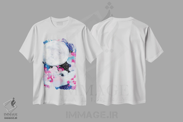 تیشرت سفید طرح دار ماه جادویی، آبستره اثر ان شیپ | immage.ir