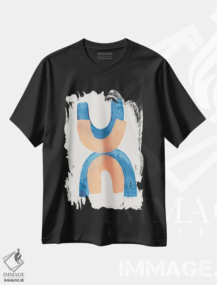 تیشرت مشکی طرح دار مارپیچ دوتایی اثر ان شیپ | فروشگاه ایماژ