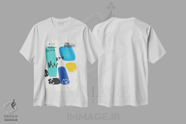 تیشرت سفید طرح دار گنجینه های اقیانوس، آبستره اثر ان شیپ | immage.ir