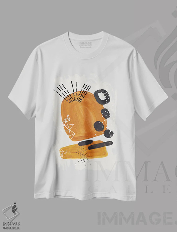 تیشرت سفید طرح دار صدای دهه هفتاد، آبستره اثر ان شیپ | immage.ir