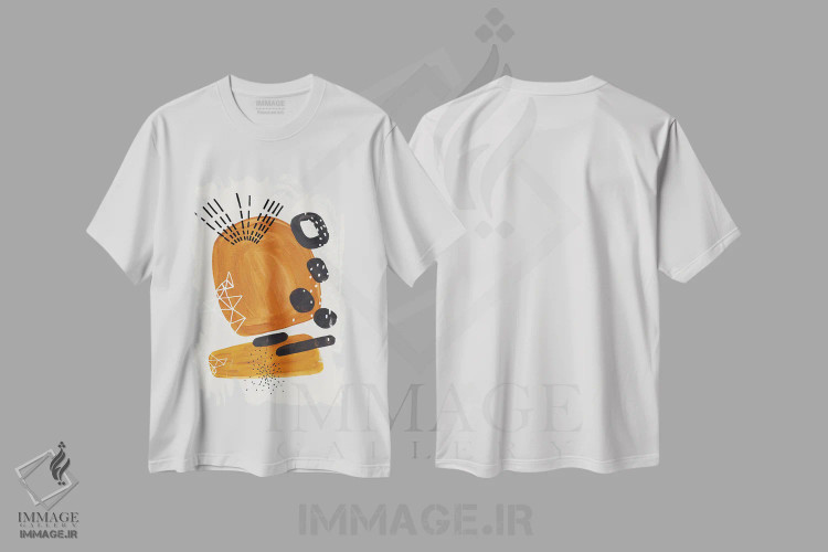تیشرت سفید طرح دار صدای دهه هفتاد، آبستره اثر ان شیپ | immage.ir