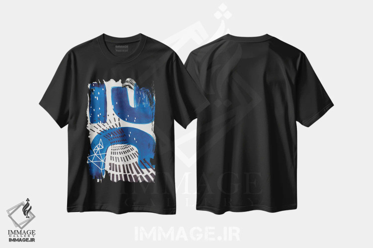 تیشرت مشکی طرح دار امواج صدای سرمه ای اثر ان شیپ | immage.ir