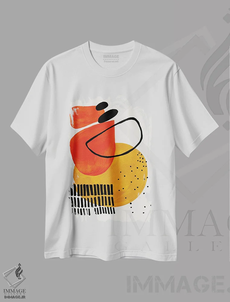 تیشرت سفید طرح دار مدار خورشیدی میانه قرن اثر ان شیپ | immage.ir