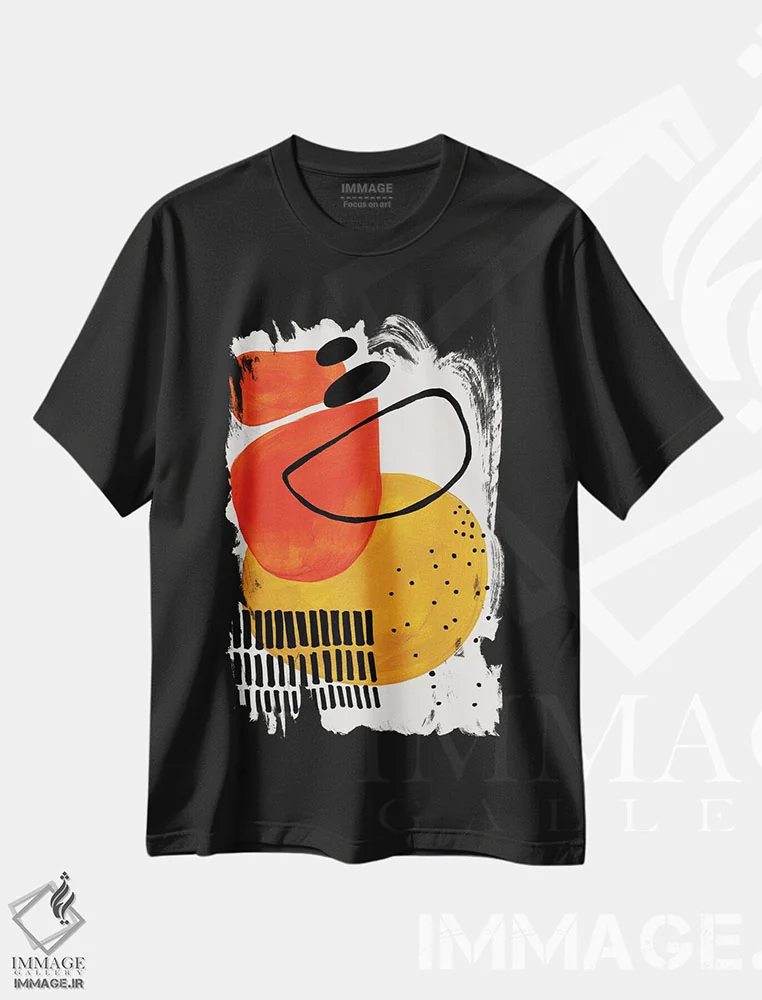 تیشرت مشکی طرح دار مدار خورشیدی میانه قرن اثر ان شیپ | فروشگاه ایماژ