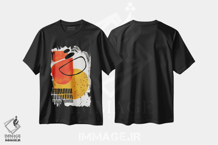 تیشرت مشکی طرح دار مدار خورشیدی میانه قرن اثر ان شیپ | فروشگاه ایماژ