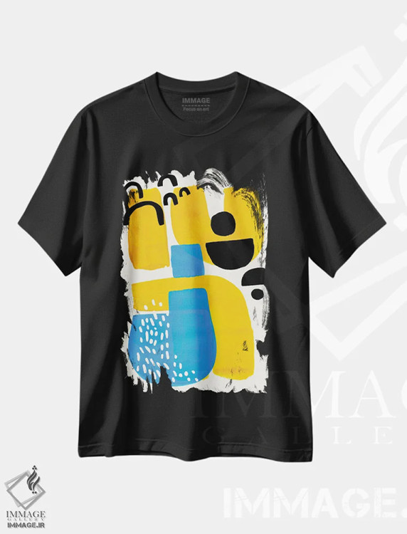 تیشرت مشکی طرح دار چشم کلید یا، آبستره اثر ان شیپ | فروشگاه ایماژ