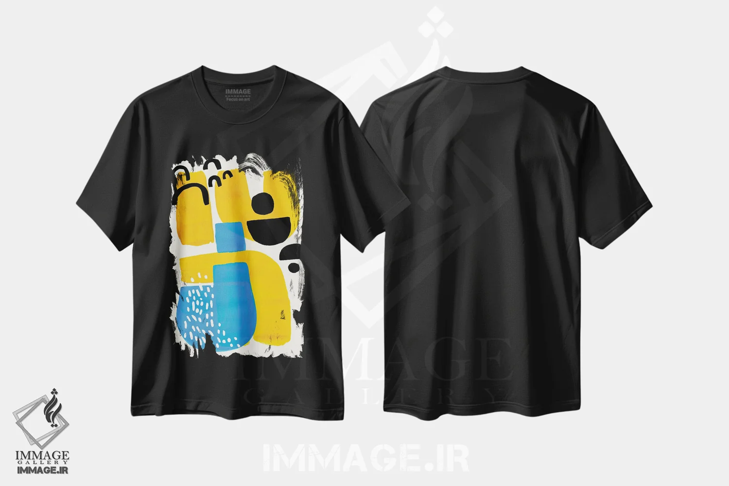 تیشرت مشکی طرح دار چشم کلید یا، آبستره اثر ان شیپ | فروشگاه ایماژ