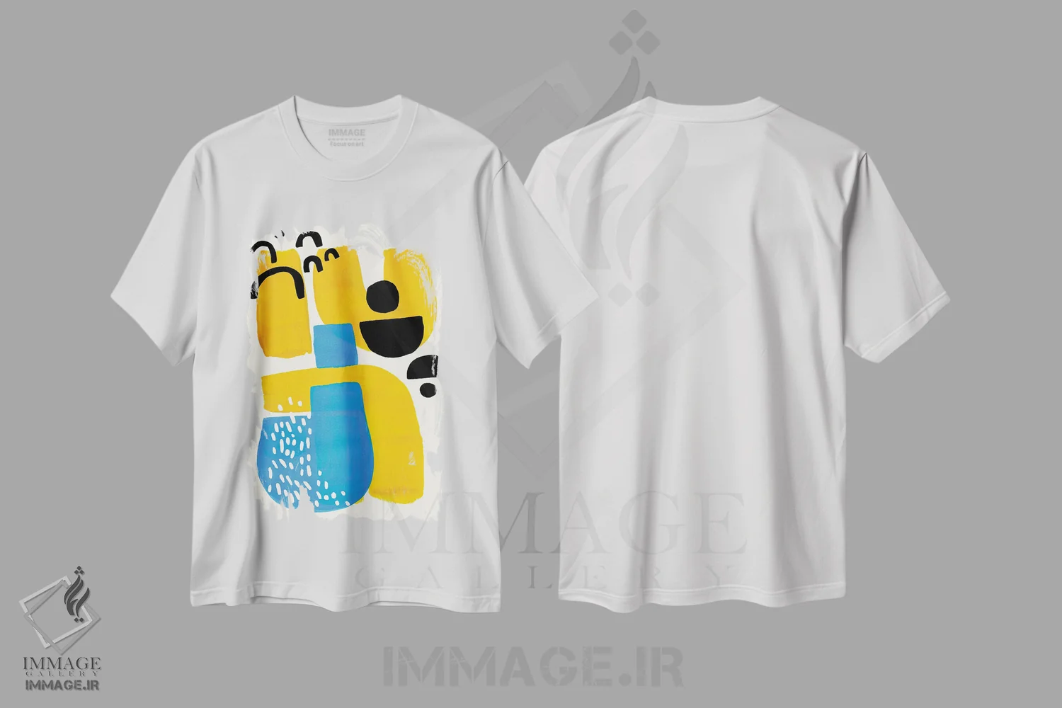 تیشرت سفید طرح دار چشم کلید یا، آبستره اثر ان شیپ | immage.ir