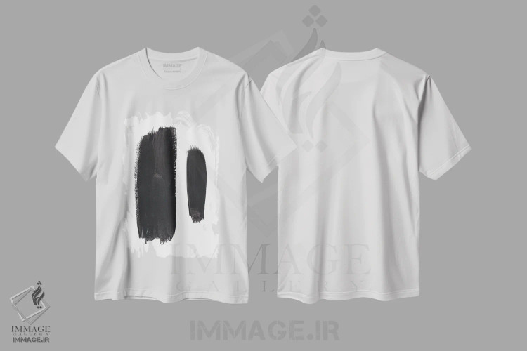 تیشرت سفید طرح دار نشانه های سرعت اثر ان شیپ | immage.ir