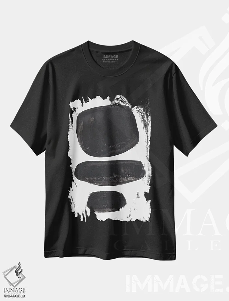 تیشرت مشکی طرح دار سنگ ریزه های قبیله ای اثر ان شیپ | immage.ir