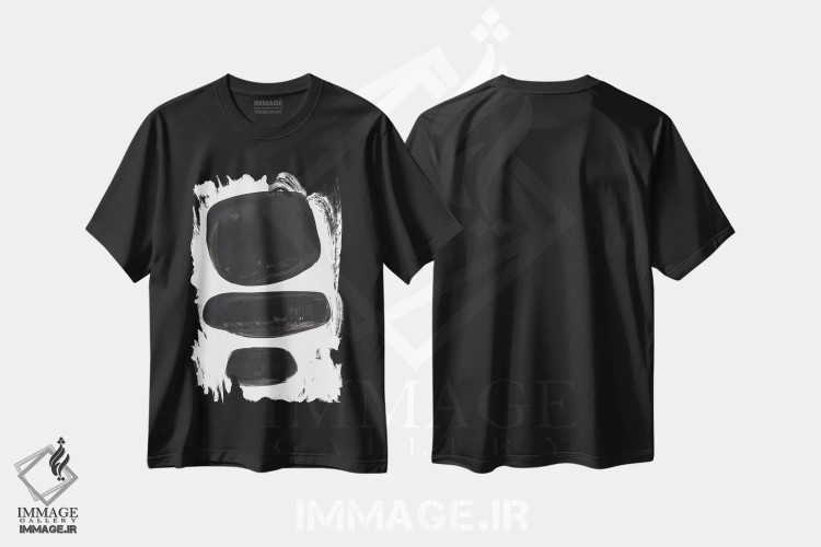 تیشرت مشکی طرح دار سنگ ریزه های قبیله ای اثر ان شیپ | immage.ir