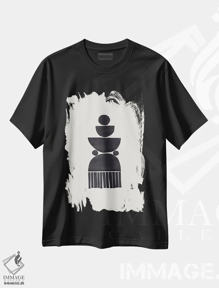 تیشرت مشکی طرح دار گوشوارهٔ قبیله ای اثر ان شیپ | فروشگاه ایماژ