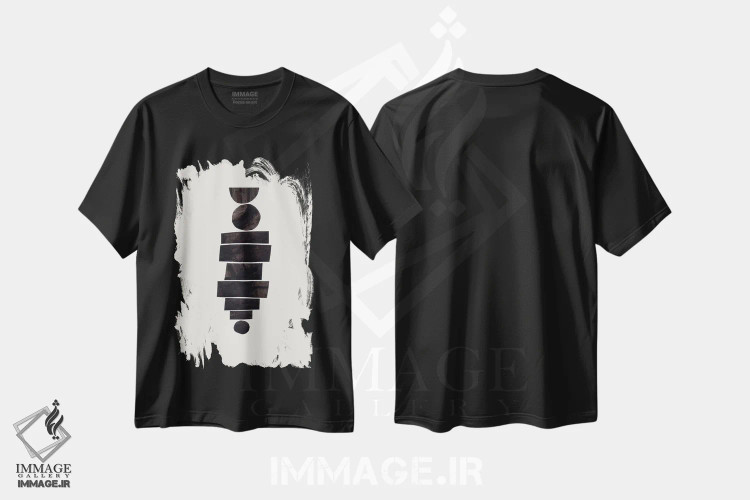 تیشرت مشکی طرح دار مرد کلاه به سر اثر ان شیپ | immage.ir