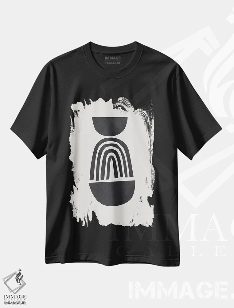 تیشرت مشکی طرح دار رنگین کمان قبیله ای اثر ان شیپ | فروشگاه ایماژ
