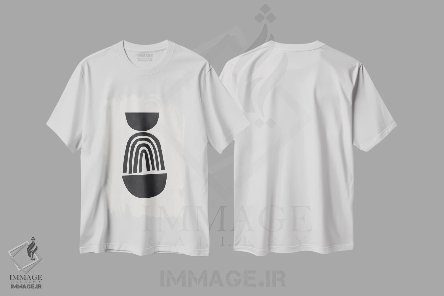 تیشرت سفید طرح دار رنگین کمان قبیله ای اثر ان شیپ | immage.ir