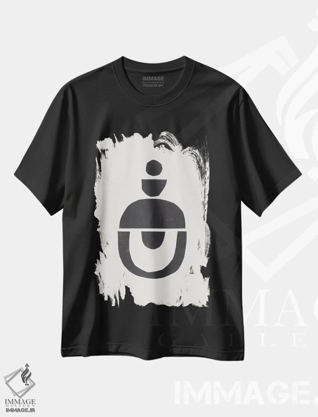 تیشرت مشکی طرح دار چشم کاغذی، آبستره اثر ان شیپ | فروشگاه ایماژ