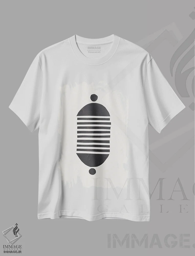 تیشرت سفید طرح دار کرم ابریشم کاغذی اثر ان شیپ | immage.ir