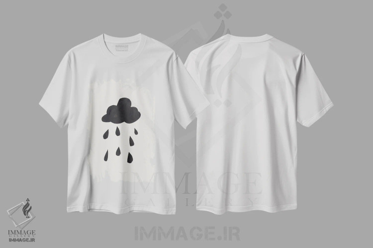 تیشرت سفید طرح دار باران مرکب، آبستره اثر ان شیپ | immage.ir