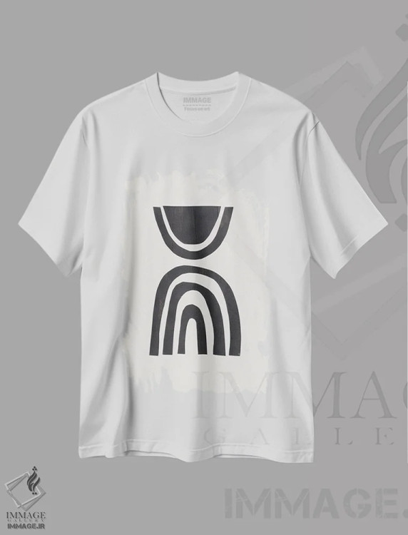 تیشرت سفید طرح دار محکم بمان اثر ان شیپ | immage.ir