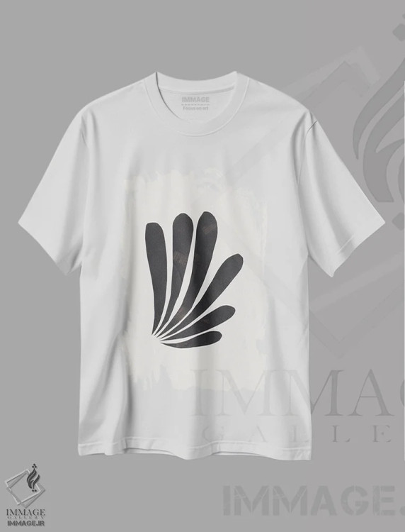 تیشرت سفید طرح دار پرهای طوطی، آبستره اثر ان شیپ | immage.ir