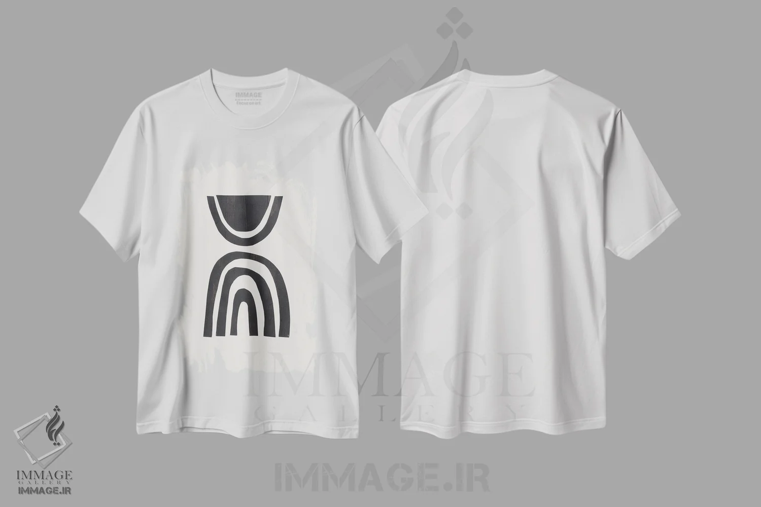 تیشرت سفید طرح دار محکم بمان اثر ان شیپ | immage.ir