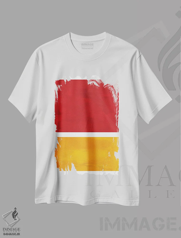 تیشرت سفید طرح دار بازآفرینی روثکو با قرمز سوخته اثر ان شیپ | فروشگاه ایماژ