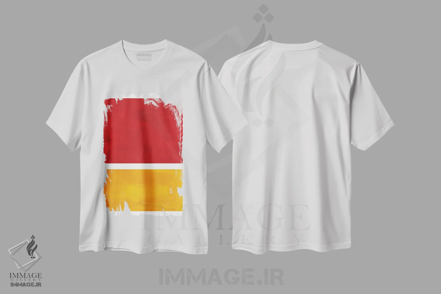 تیشرت سفید طرح دار بازآفرینی روثکو با قرمز سوخته اثر ان شیپ | فروشگاه ایماژ