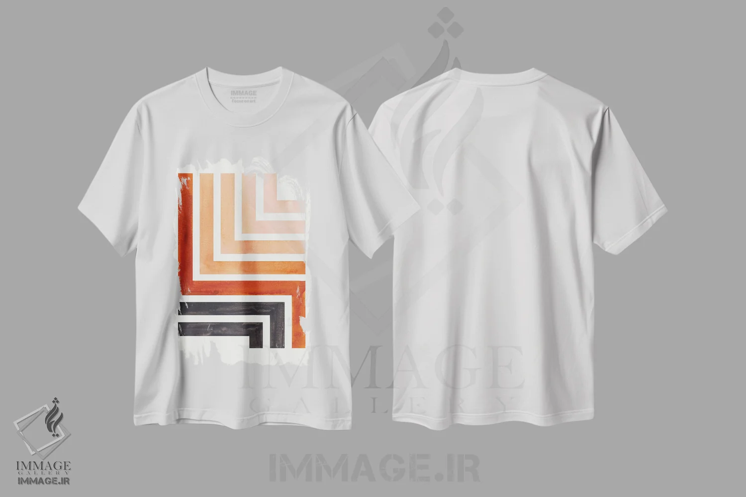 تیشرت سفید طرح دار الگوی آزتکی با رنگ خاکی سوخته اثر ان شیپ | immage.ir