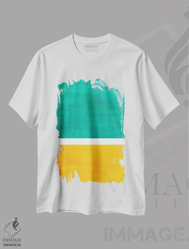 تیشرت سفید طرح دار بازآفرینی روثکو با سبز زمردی اثر ان شیپ | فروشگاه ایماژ