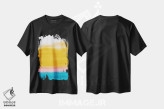 تیشرت مشکی طرح دار غروب اقیانوس زرد، آبستره اثر ان شیپ | فروشگاه ایماژ