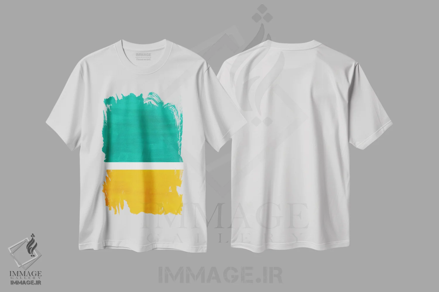 تیشرت سفید طرح دار بازآفرینی روثکو با سبز زمردی اثر ان شیپ | فروشگاه ایماژ
