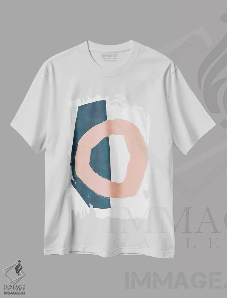 تیشرت سفید طرح دار سالمون فیروزه ای اثر ان شیپ | فروشگاه ایماژ