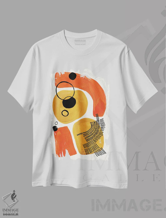 تیشرت سفید طرح دار از چاله به چاه، آبستره اثر ان شیپ | فروشگاه ایماژ