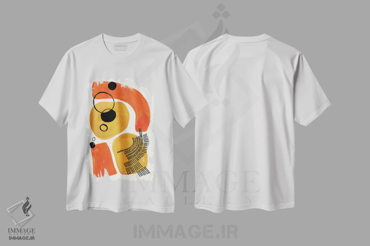 تیشرت سفید طرح دار از چاله به چاه، آبستره اثر ان شیپ | فروشگاه ایماژ