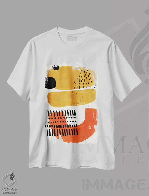 تیشرت سفید طرح دار لبخند میانه قرن اثر ان شیپ | immage.ir