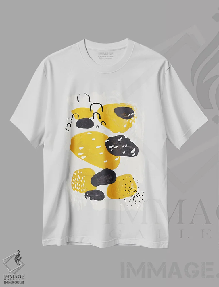 تیشرت سفید طرح دار مهمانی پلنگی، آبستره اثر ان شیپ | فروشگاه ایماژ