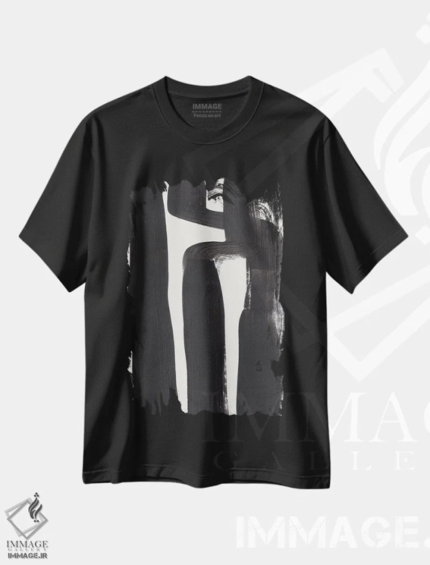 تیشرت مشکی طرح دار ضربه های جوهر مشکی اثر ان شیپ | immage.ir