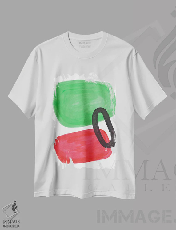تیشرت سفید طرح دار حلقه هندوانه ای اثر ان شیپ | immage.ir