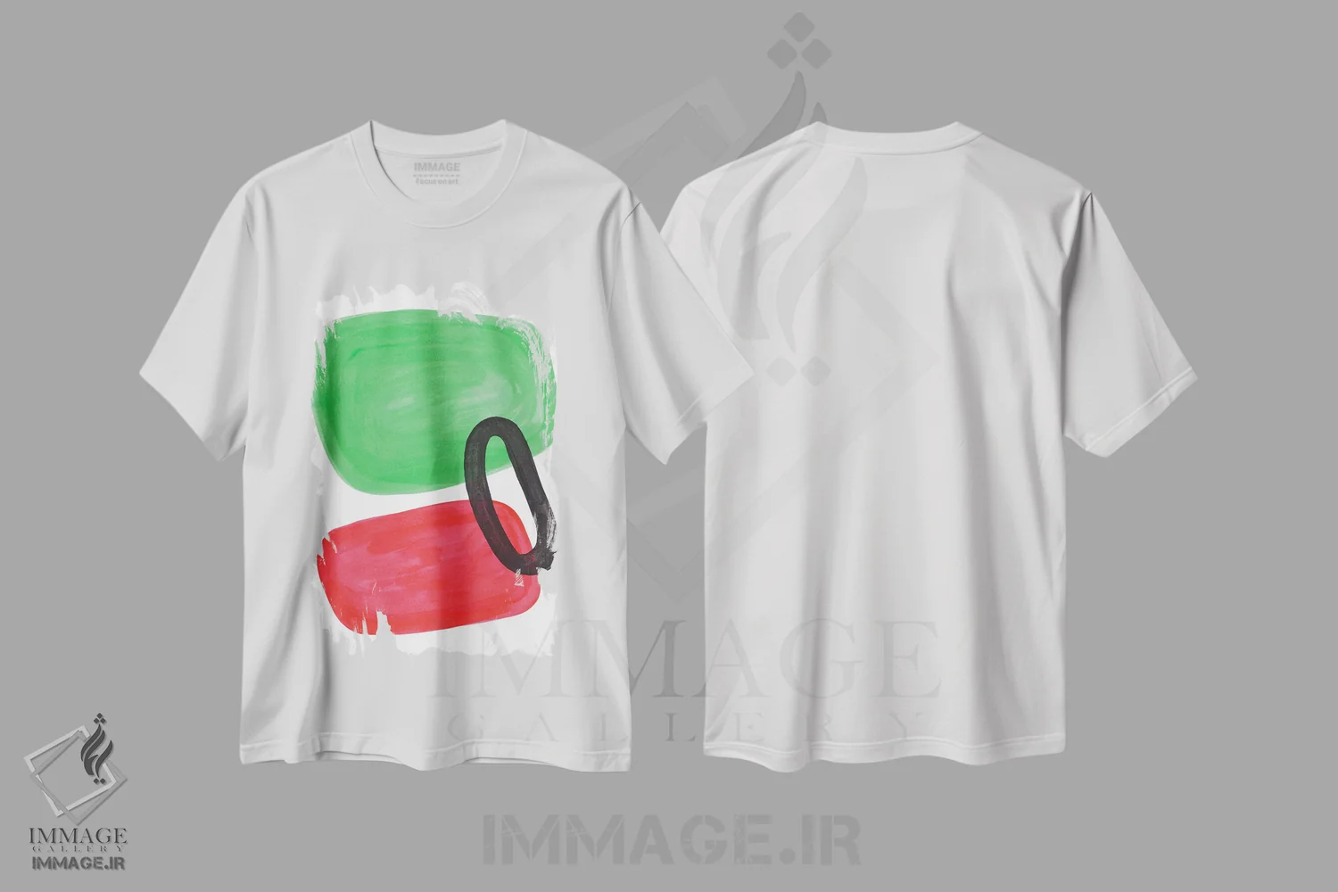 تیشرت سفید طرح دار حلقه هندوانه ای اثر ان شیپ | immage.ir