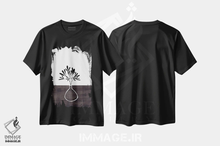 تیشرت مشکی طرح دار گلدان جوهر مشکی، آبستره اثر ان شیپ | immage.ir