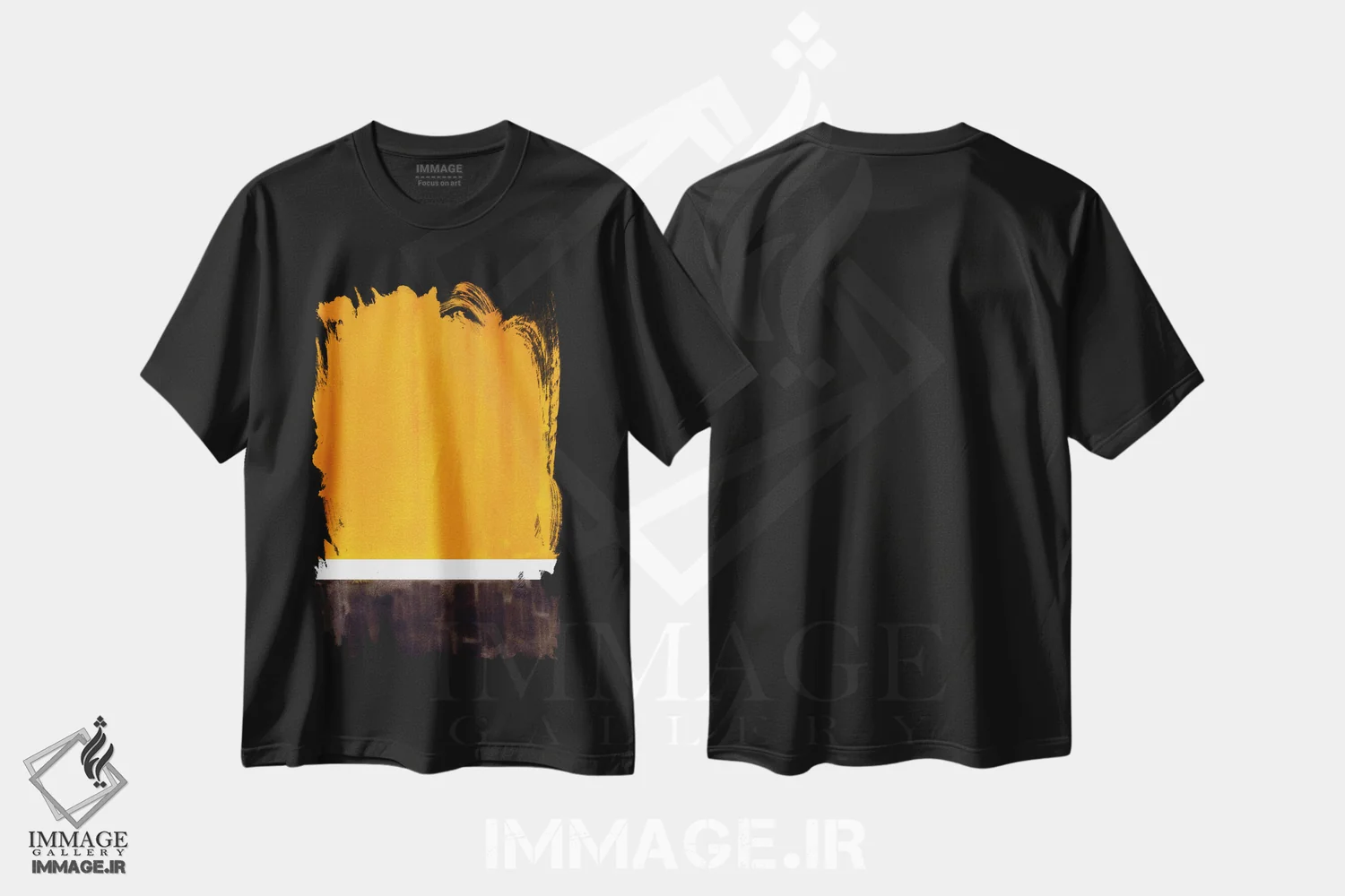 تیشرت مشکی طرح دار بازآفرینی روتکو طلایی مشکی اثر ان شیپ | فروشگاه ایماژ