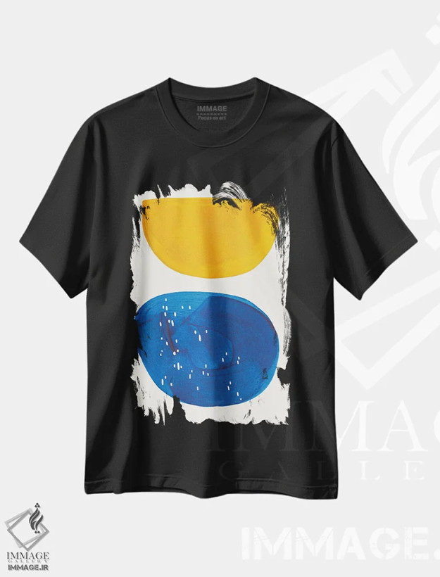 تیشرت مشکی طرح دار باران اقیانوسی اثر ان شیپ | فروشگاه ایماژ