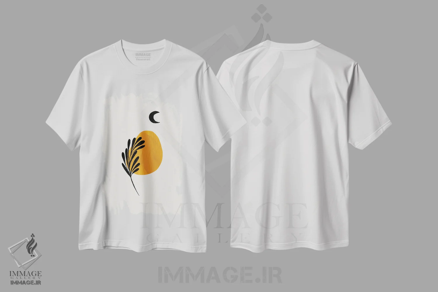 تیشرت سفید طرح دار گیاه ماه، آبستره اثر ان شیپ | immage.ir