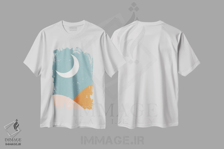 تیشرت سفید طرح دار کوه ماه، آبستره اثر ان شیپ | immage.ir