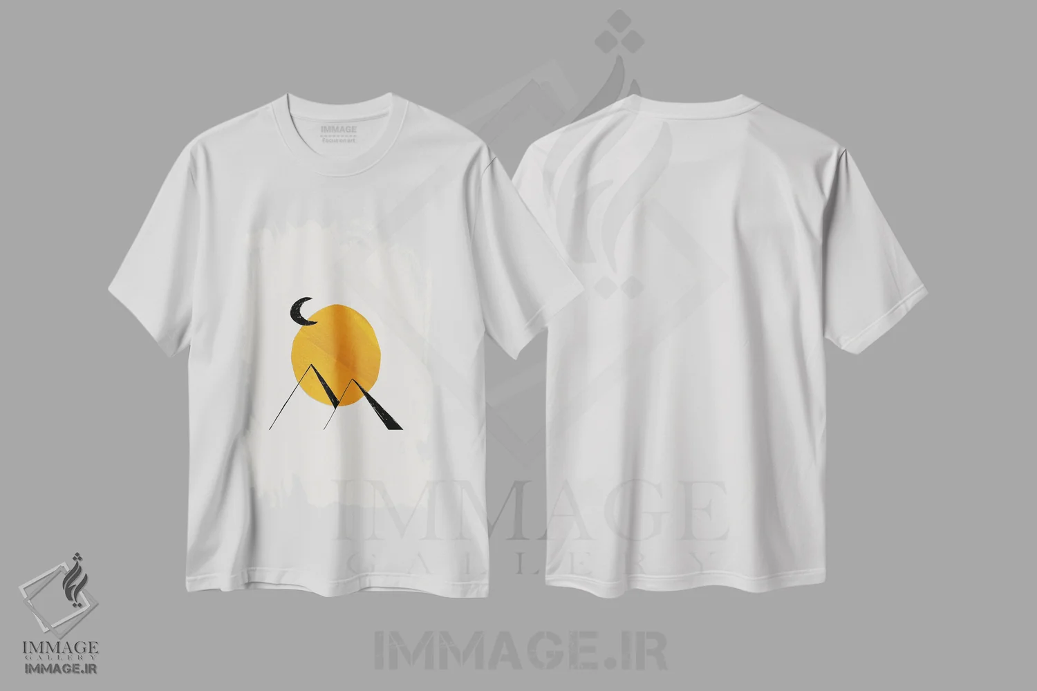 تیشرت سفید طرح دار اهرام زرد باستانی، آبستره اثر ان شیپ | immage.ir